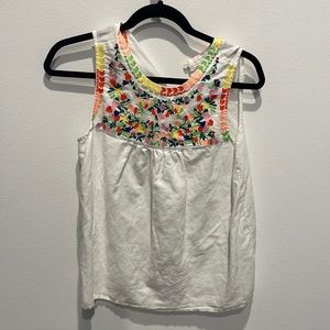 Embroidered J. Crew Linen tank top